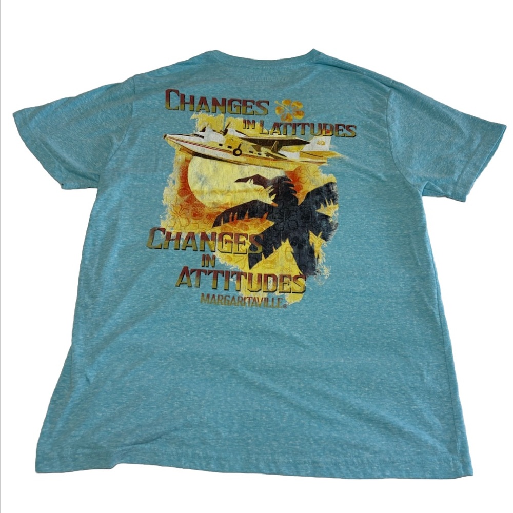 Margaritaville Mens Tshirt Changes In Latitudes Beach Casual Blue Sz Medium